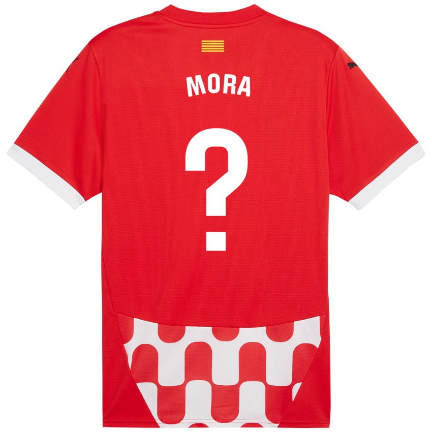 Enfant Maillot Adrià Mora #0 Rouge Blanc Tenues Domicile 2024/25 T-Shirt Suisse