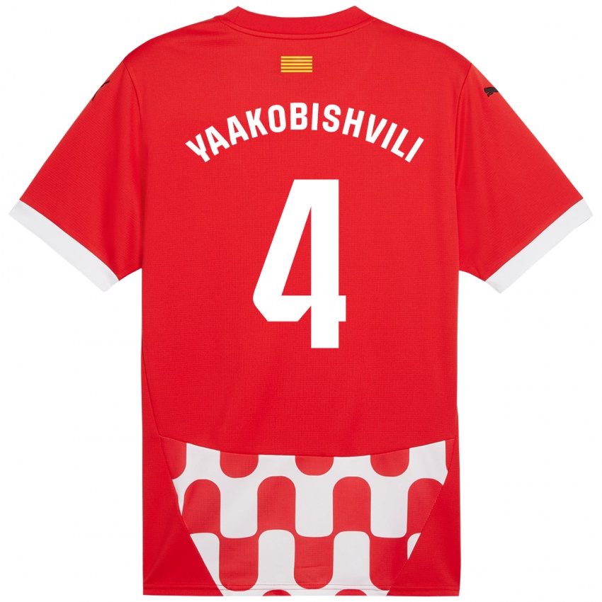 Enfant Maillot Antal Yaakobishvili #4 Rouge Blanc Tenues Domicile 2024/25 T-Shirt Suisse