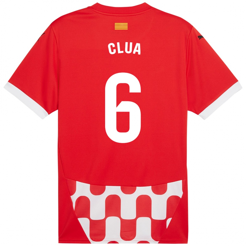 Enfant Maillot Silvi Clua #6 Rouge Blanc Tenues Domicile 2024/25 T-Shirt Suisse