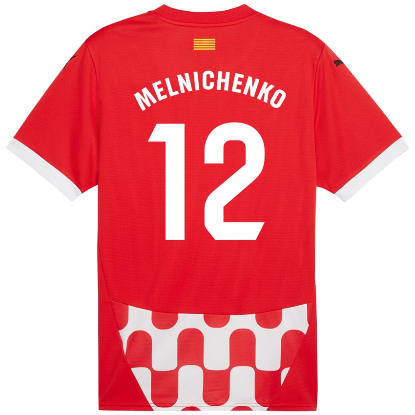 Enfant Maillot Dmytro Melnichenko #12 Rouge Blanc Tenues Domicile 2024/25 T-Shirt Suisse