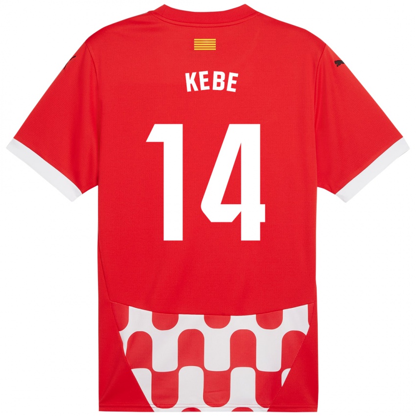 Enfant Maillot Moussa Kébé #14 Rouge Blanc Tenues Domicile 2024/25 T-Shirt Suisse