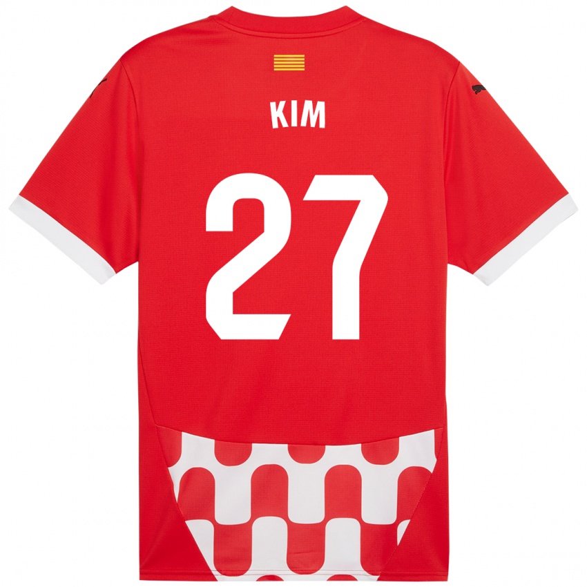 Enfant Maillot Min-Su Kim #27 Rouge Blanc Tenues Domicile 2024/25 T-Shirt Suisse