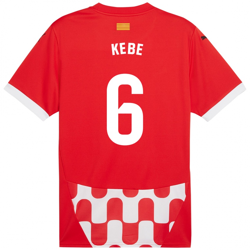 Enfant Maillot Ibrahima Kébé #6 Rouge Blanc Tenues Domicile 2024/25 T-Shirt Suisse