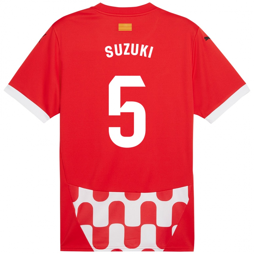 Enfant Maillot Wadi Ibrahim Suzuki #5 Rouge Blanc Tenues Domicile 2024/25 T-Shirt Suisse