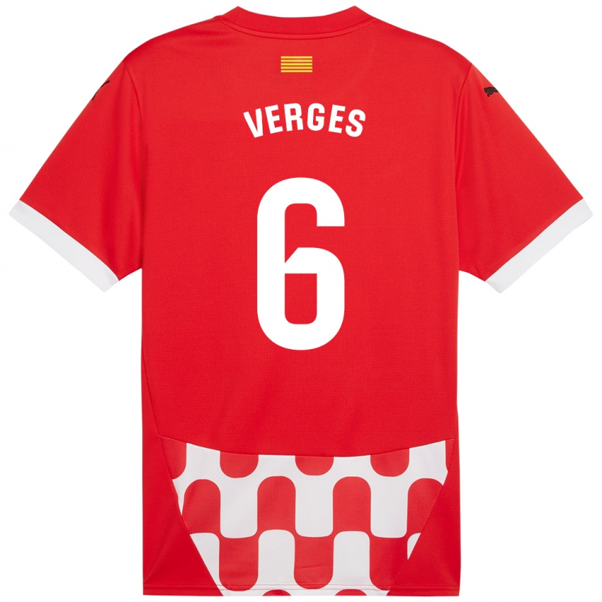 Enfant Maillot Mar Vergés #6 Rouge Blanc Tenues Domicile 2024/25 T-Shirt Suisse