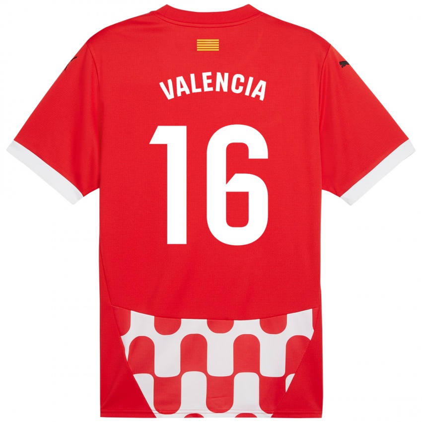 Enfant Maillot Carla Valencia #16 Rouge Blanc Tenues Domicile 2024/25 T-Shirt Suisse