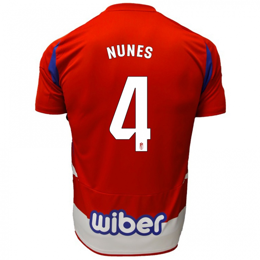 Kinder David Nunes #4 Rot Weiß Blau Heimtrikot Trikot 2024/25 T-Shirt Schweiz