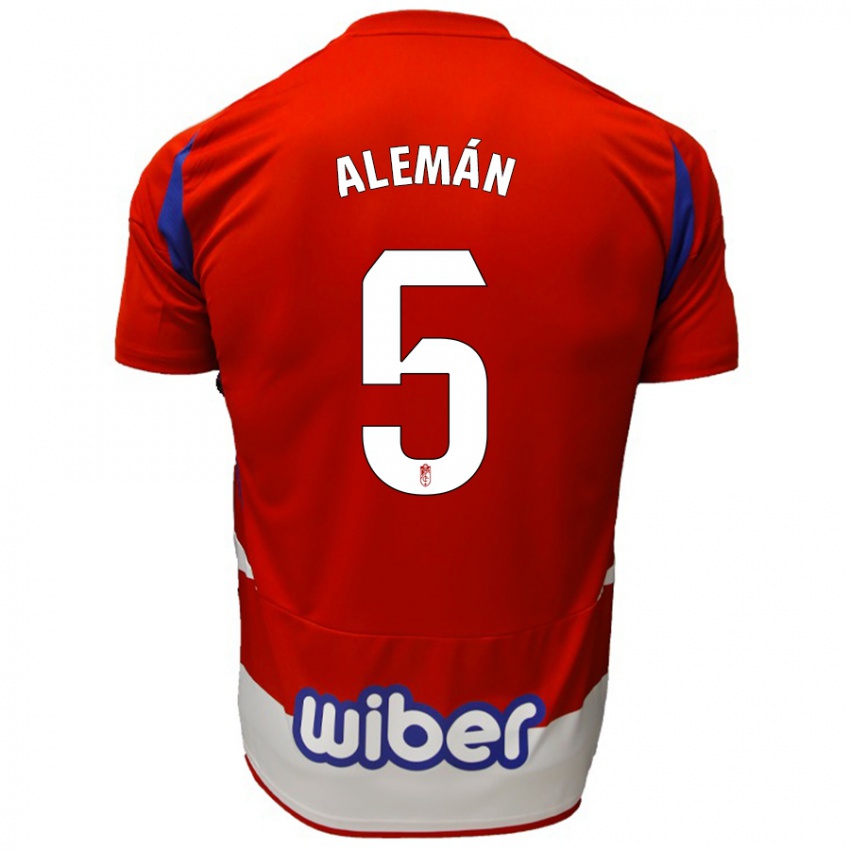 Kinder Carlos Alemán #5 Rot Weiß Blau Heimtrikot Trikot 2024/25 T-Shirt Schweiz