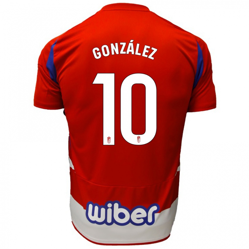 Kinder Mario González #10 Rot Weiß Blau Heimtrikot Trikot 2024/25 T-Shirt Schweiz