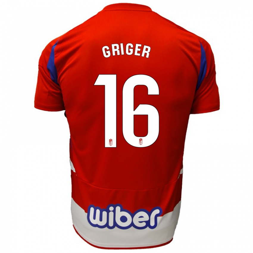 Kinder Adam Griger #16 Rot Weiß Blau Heimtrikot Trikot 2024/25 T-Shirt Schweiz