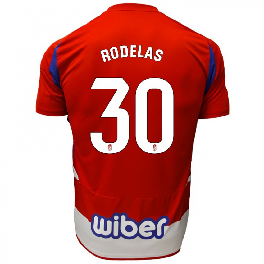 Kinder Sergio Rodelas #30 Rot Weiß Blau Heimtrikot Trikot 2024/25 T-Shirt Schweiz