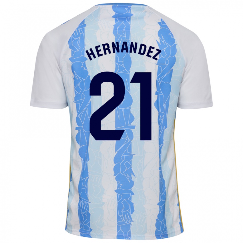 Enfant Maillot Juan Hernández #21 Blanc Bleu Tenues Domicile 2024/25 T-Shirt Suisse