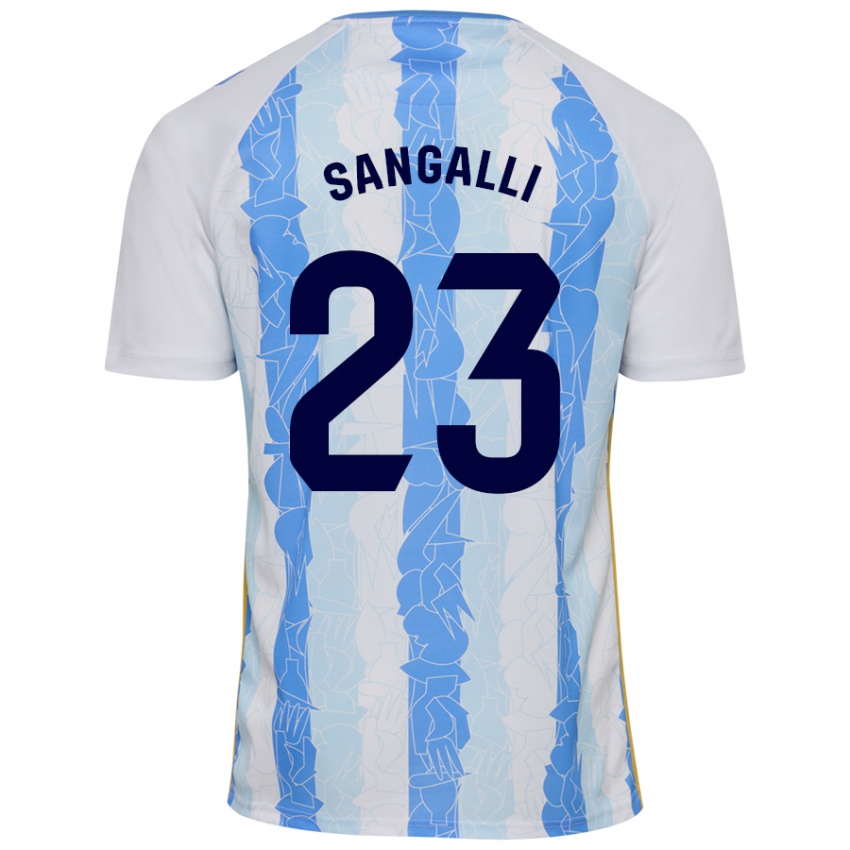 Enfant Maillot Luca Sangalli #23 Blanc Bleu Tenues Domicile 2024/25 T-Shirt Suisse