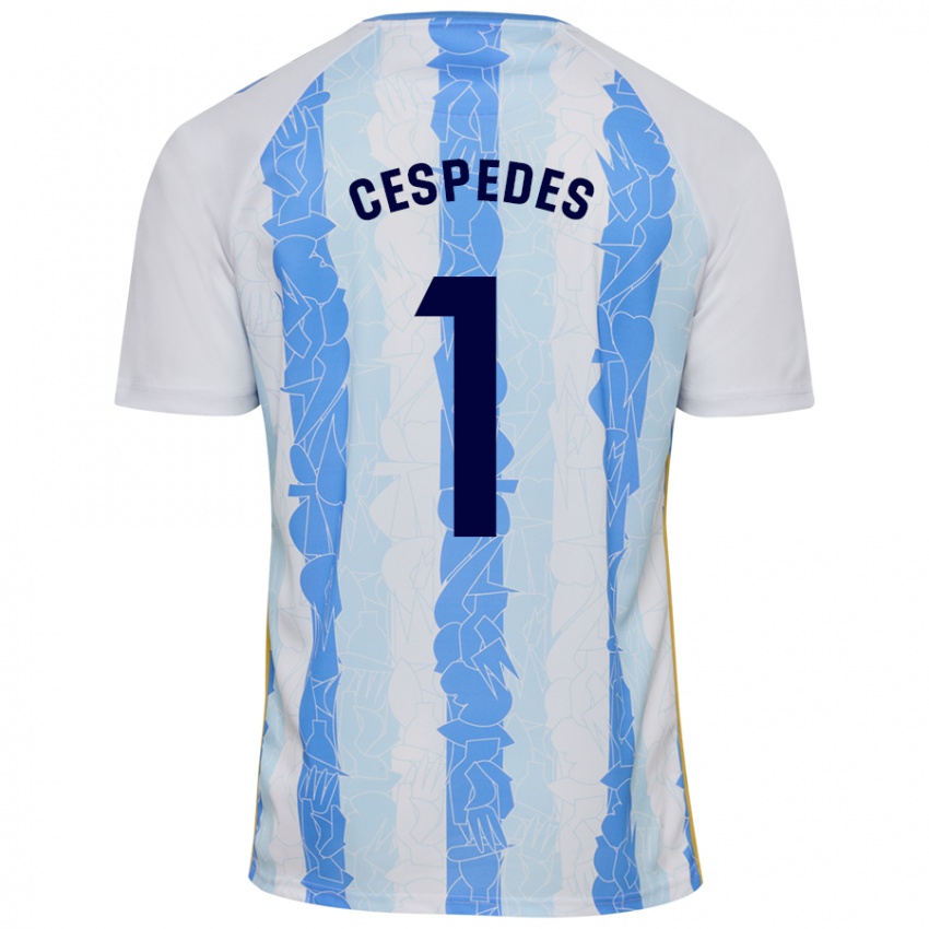 Enfant Maillot Andrés Céspedes #1 Blanc Bleu Tenues Domicile 2024/25 T-Shirt Suisse