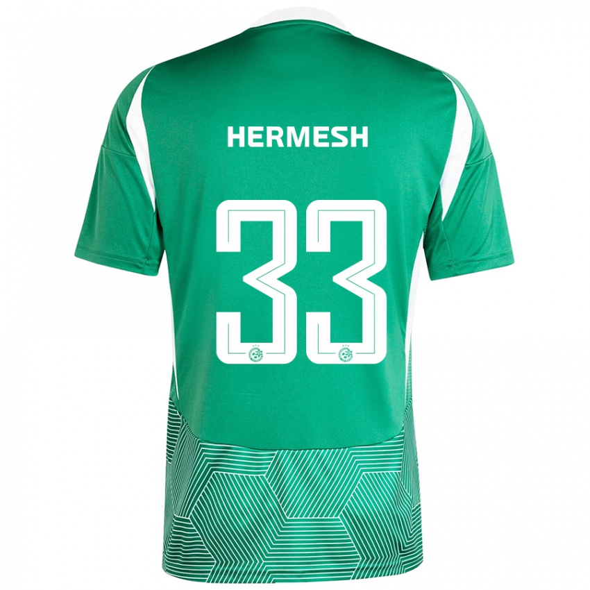 Kinder Liam Hermesh #33 Grün Weiß Heimtrikot Trikot 2024/25 T-Shirt Schweiz