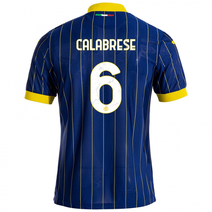 Enfant Maillot Nicolò Calabrese #6 Bleu Jaune Tenues Domicile 2024/25 T-Shirt Suisse