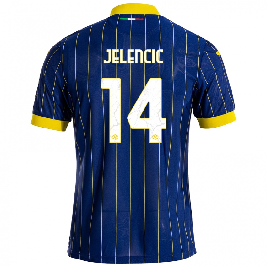 Enfant Maillot Ana Jelencic #14 Bleu Jaune Tenues Domicile 2024/25 T-Shirt Suisse