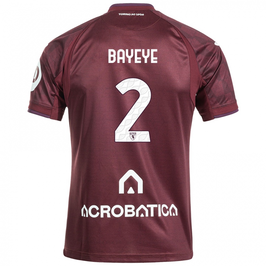 Enfant Maillot Brian Bayeye #2 Bordeaux Blanc Tenues Domicile 2024/25 T-Shirt Suisse