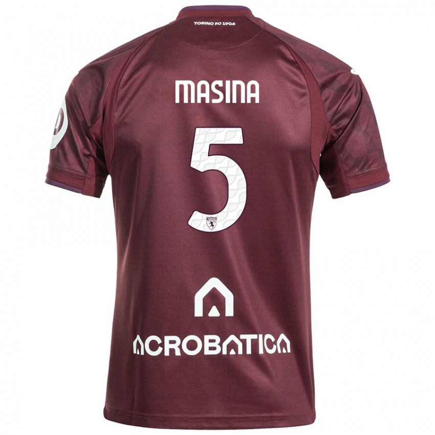 Enfant Maillot Adam Masina #5 Bordeaux Blanc Tenues Domicile 2024/25 T-Shirt Suisse