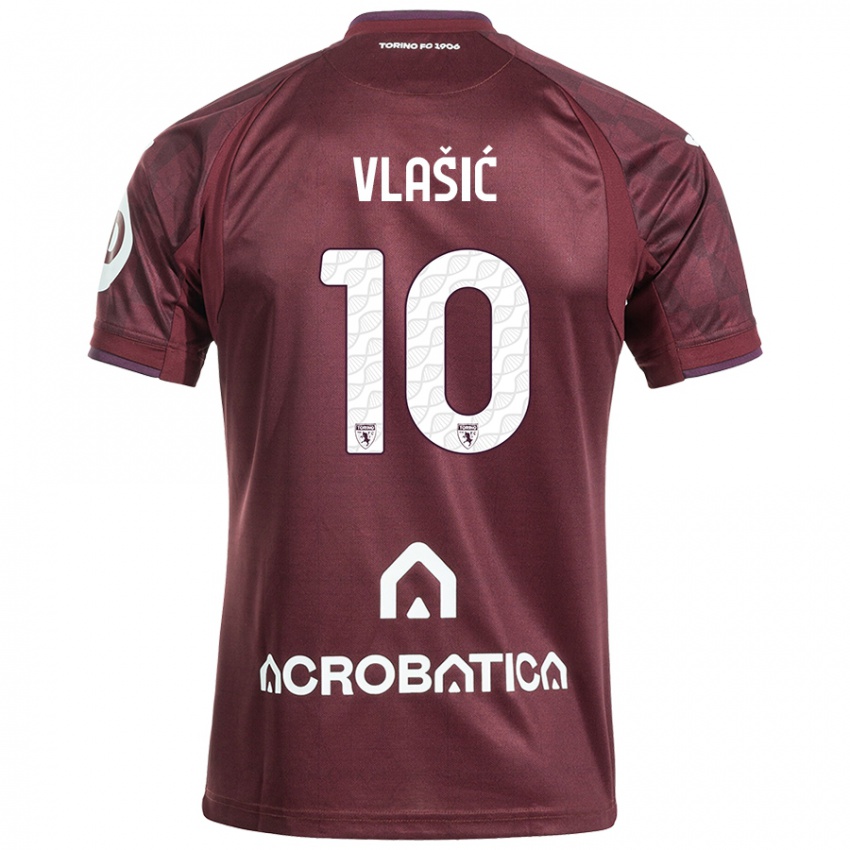 Kinder Nikola Vlasic #10 Kastanienbraun Weiß Heimtrikot Trikot 2024/25 T-Shirt Schweiz