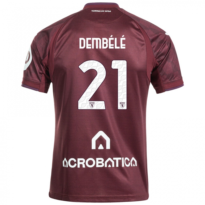 Enfant Maillot Ali Dembélé #21 Bordeaux Blanc Tenues Domicile 2024/25 T-Shirt Suisse