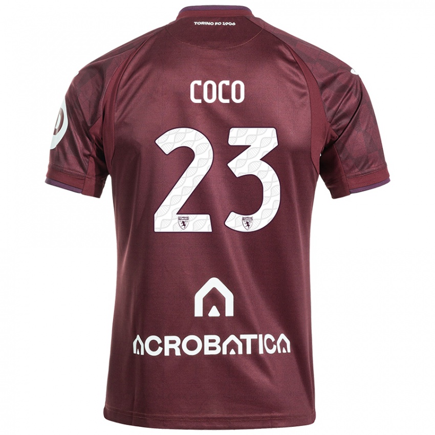 Enfant Maillot Saúl Coco #23 Bordeaux Blanc Tenues Domicile 2024/25 T-Shirt Suisse