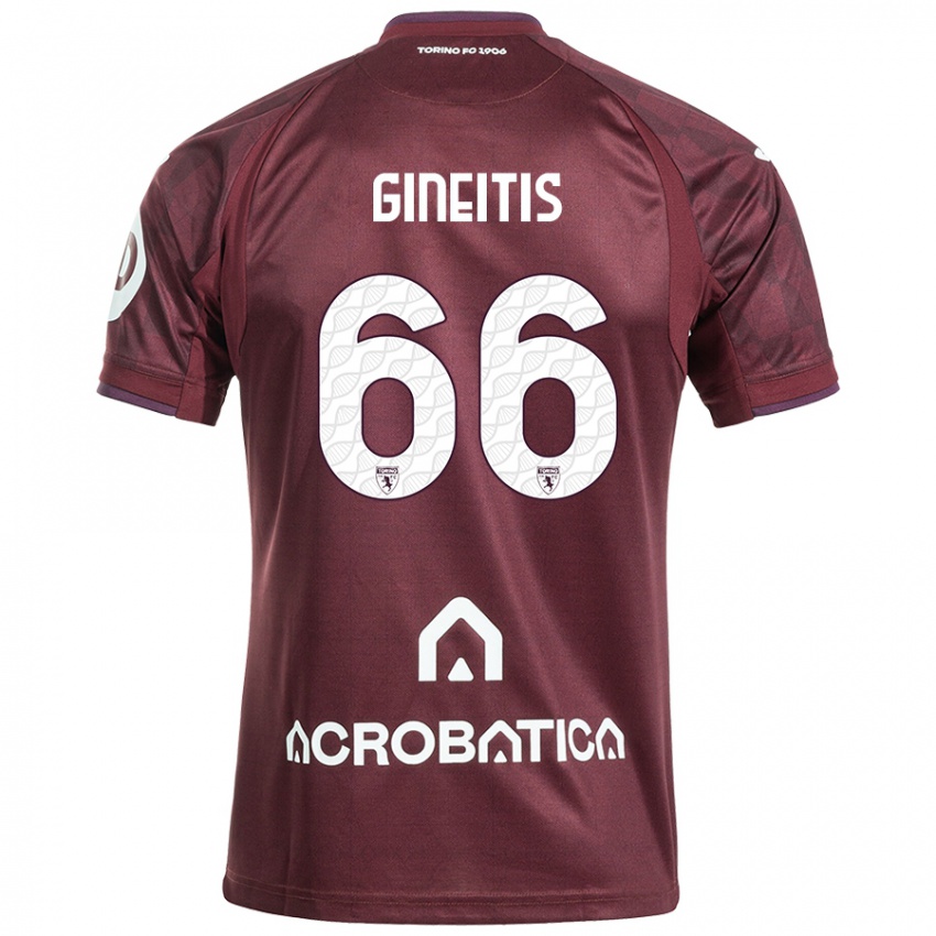 Enfant Maillot Gvidas Gineitis #66 Bordeaux Blanc Tenues Domicile 2024/25 T-Shirt Suisse