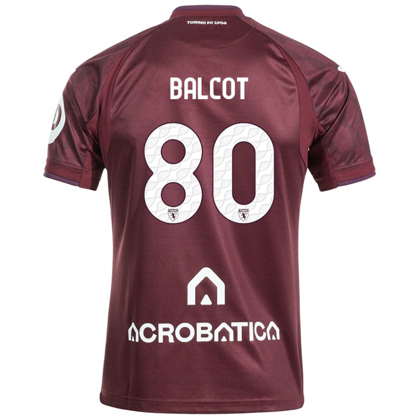 Enfant Maillot Côme Bianay Balcot #80 Bordeaux Blanc Tenues Domicile 2024/25 T-Shirt Suisse