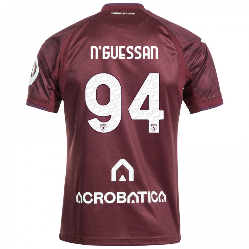 Enfant Maillot Ange Caumenan N'guessan #94 Bordeaux Blanc Tenues Domicile 2024/25 T-Shirt Suisse