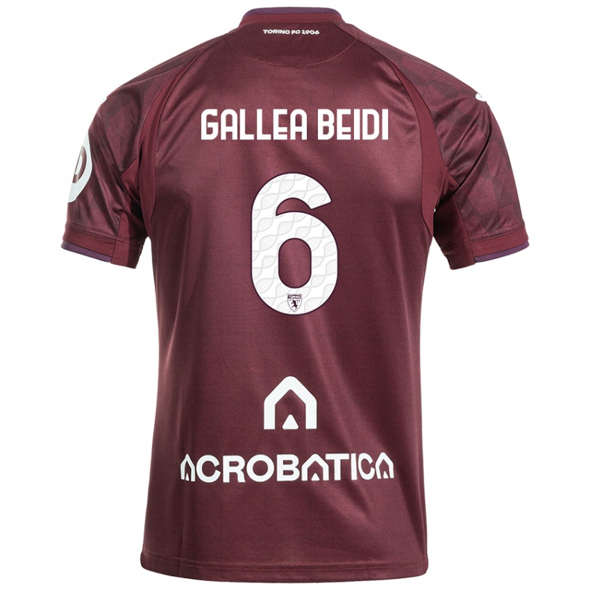 Enfant Maillot Francesco Gallea Beidi #6 Bordeaux Blanc Tenues Domicile 2024/25 T-Shirt Suisse