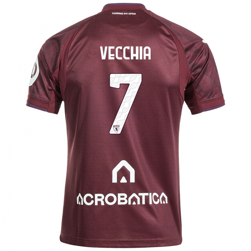 Enfant Maillot Marco Dalla Vecchia #7 Bordeaux Blanc Tenues Domicile 2024/25 T-Shirt Suisse