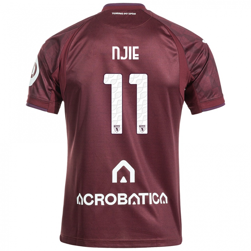 Enfant Maillot Alieu Njie #11 Bordeaux Blanc Tenues Domicile 2024/25 T-Shirt Suisse