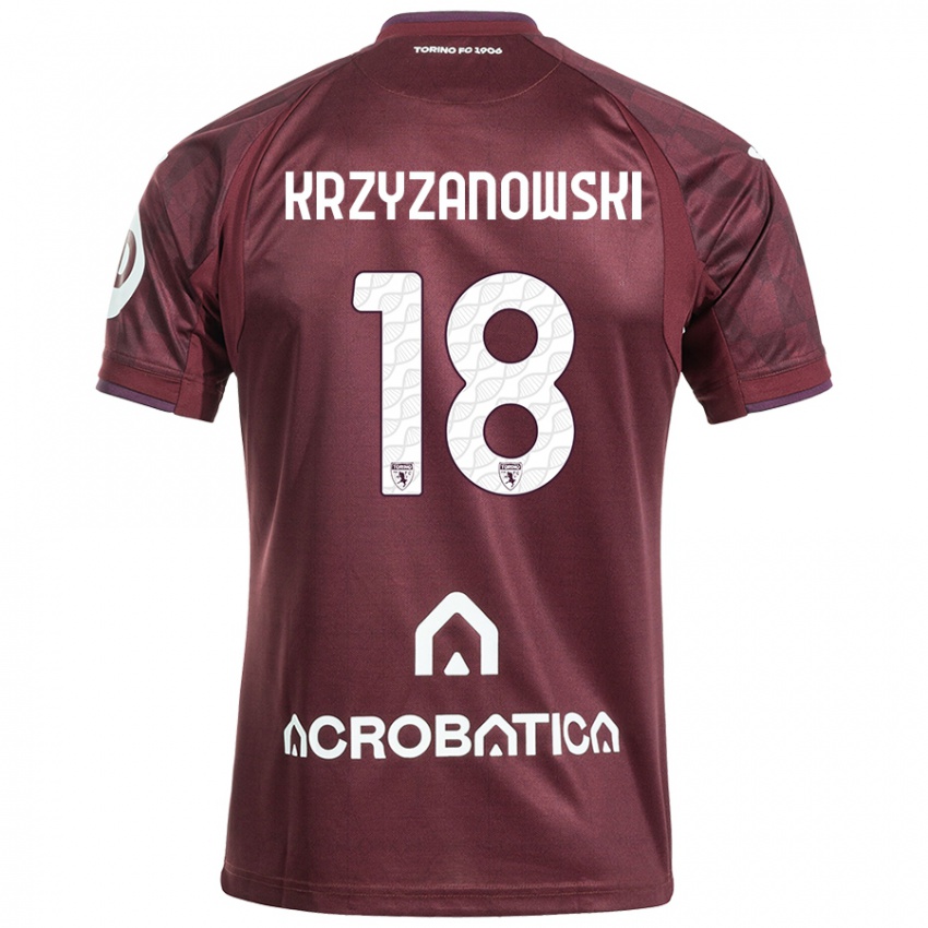 Enfant Maillot Jakub Krzyzanowski #18 Bordeaux Blanc Tenues Domicile 2024/25 T-Shirt Suisse