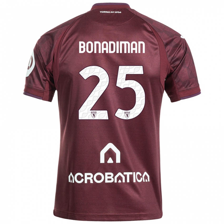 Enfant Maillot Matteo Bonadiman #25 Bordeaux Blanc Tenues Domicile 2024/25 T-Shirt Suisse