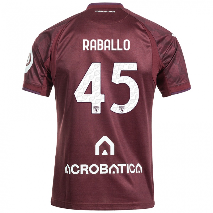 Enfant Maillot Alessio Raballo #45 Bordeaux Blanc Tenues Domicile 2024/25 T-Shirt Suisse