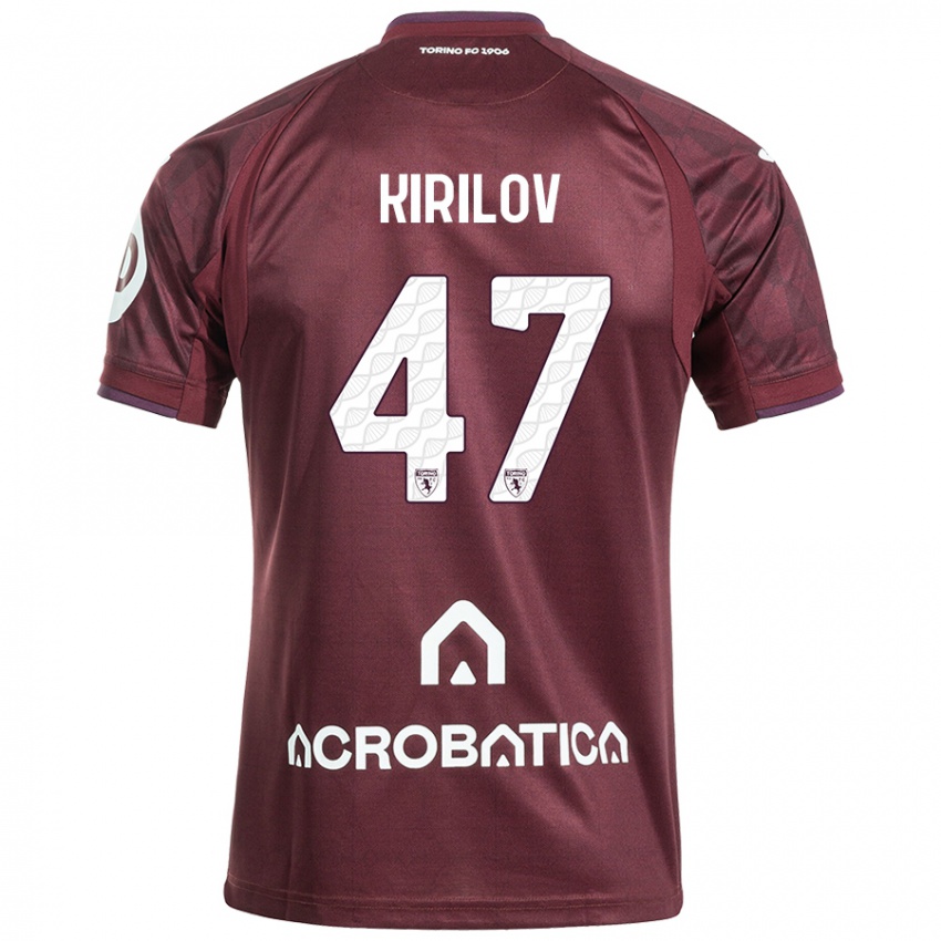 Enfant Maillot Martin Kirilov #47 Bordeaux Blanc Tenues Domicile 2024/25 T-Shirt Suisse