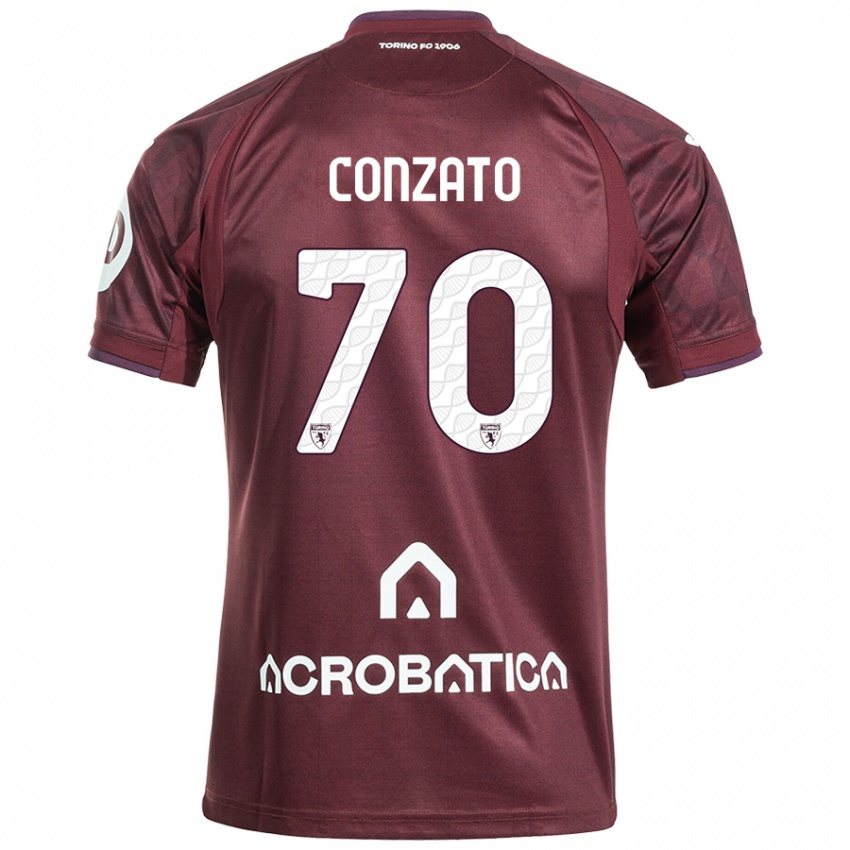 Enfant Maillot Filippo Conzato #70 Bordeaux Blanc Tenues Domicile 2024/25 T-Shirt Suisse