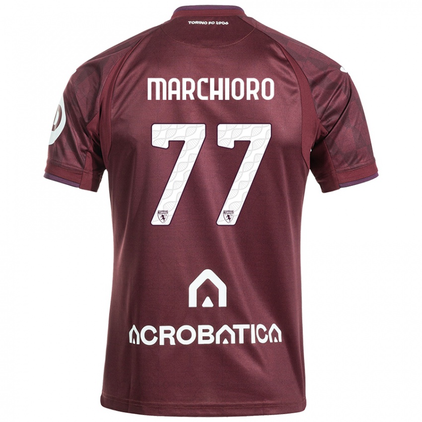 Kinder Raffaele Marchioro #77 Kastanienbraun Weiß Heimtrikot Trikot 2024/25 T-Shirt Schweiz