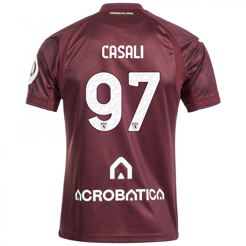 Kinder Michele Casali #97 Kastanienbraun Weiß Heimtrikot Trikot 2024/25 T-Shirt Schweiz