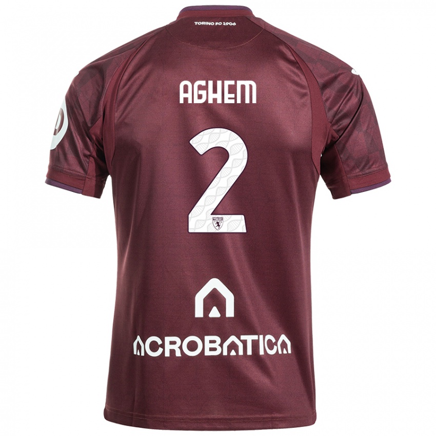 Enfant Maillot Brigitta Aghem #2 Bordeaux Blanc Tenues Domicile 2024/25 T-Shirt Suisse