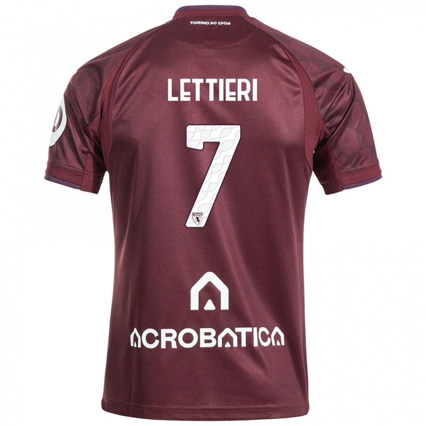 Enfant Maillot Jessica Lettieri #7 Bordeaux Blanc Tenues Domicile 2024/25 T-Shirt Suisse