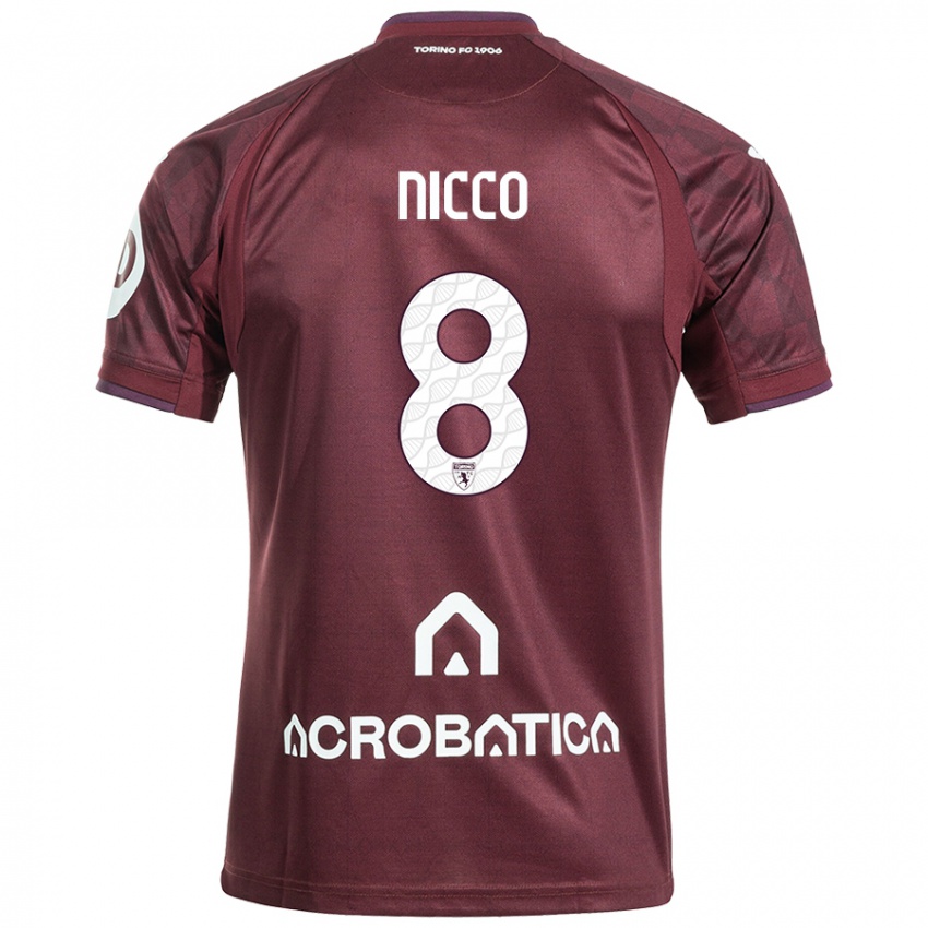 Enfant Maillot Giada Nicco #8 Bordeaux Blanc Tenues Domicile 2024/25 T-Shirt Suisse