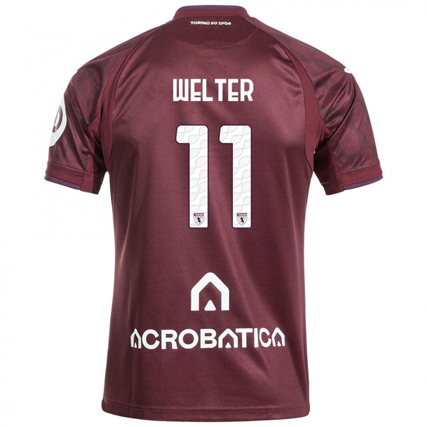 Kinder Francesca Welter #11 Kastanienbraun Weiß Heimtrikot Trikot 2024/25 T-Shirt Schweiz