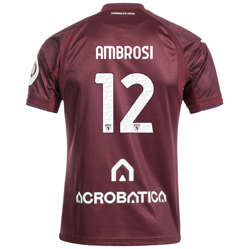 Enfant Maillot Martina Ambrosi #12 Bordeaux Blanc Tenues Domicile 2024/25 T-Shirt Suisse