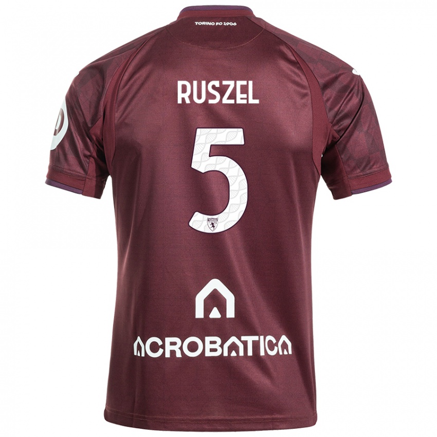 Enfant Maillot Marcel Ruszel #5 Bordeaux Blanc Tenues Domicile 2024/25 T-Shirt Suisse