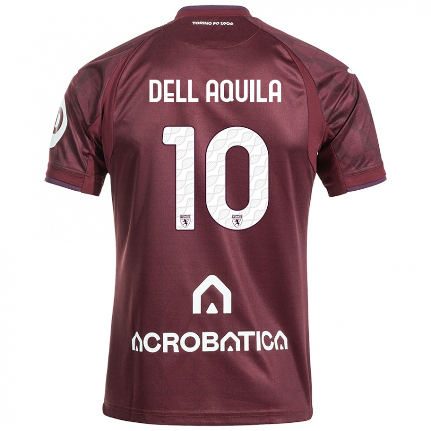 Enfant Maillot Francesco Dell'aquila #10 Bordeaux Blanc Tenues Domicile 2024/25 T-Shirt Suisse