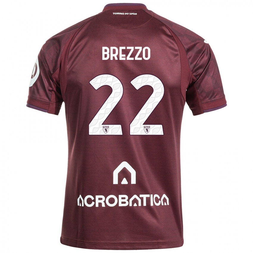 Kinder Matteo Brezzo #22 Kastanienbraun Weiß Heimtrikot Trikot 2024/25 T-Shirt Schweiz