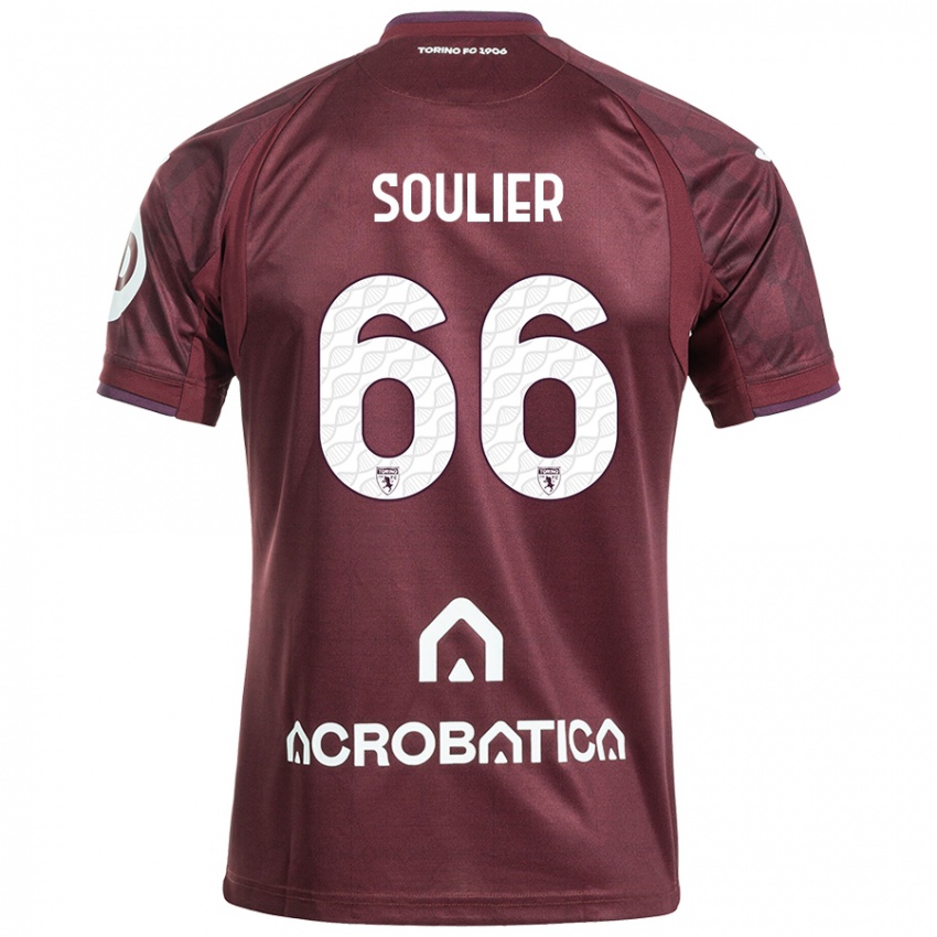 Enfant Maillot Evan Soulier #66 Bordeaux Blanc Tenues Domicile 2024/25 T-Shirt Suisse