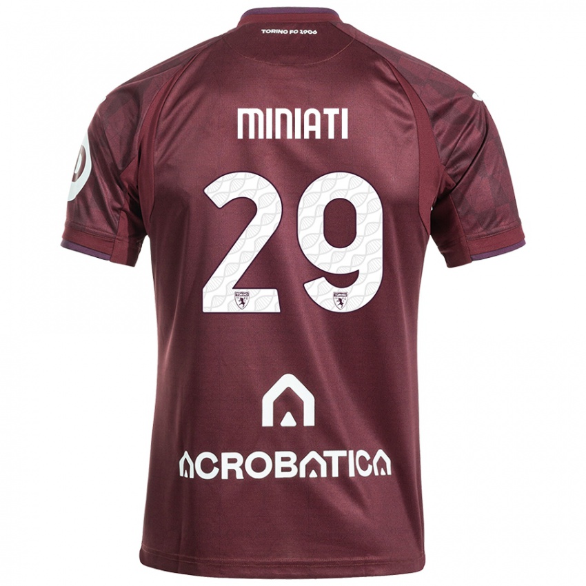 Enfant Maillot Elisa Miniati #29 Bordeaux Blanc Tenues Domicile 2024/25 T-Shirt Suisse