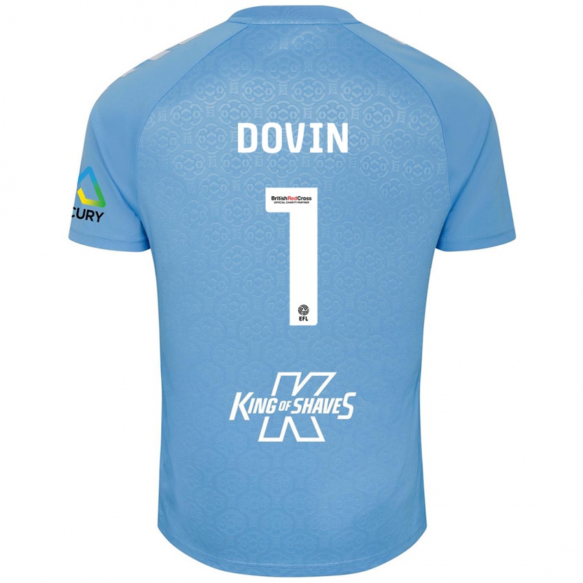 Enfant Maillot Oliver Dovin #1 Bleu Blanc Tenues Domicile 2024/25 T-Shirt Suisse